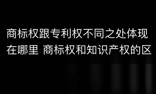 商标权跟专利权不同之处体现在哪里 商标权和知识产权的区别