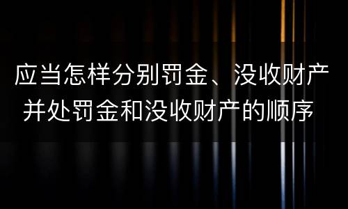 应当怎样分别罚金、没收财产 并处罚金和没收财产的顺序