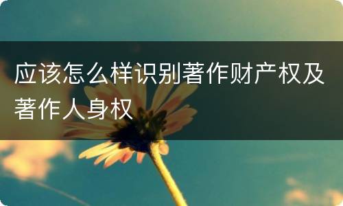 应该怎么样识别著作财产权及著作人身权