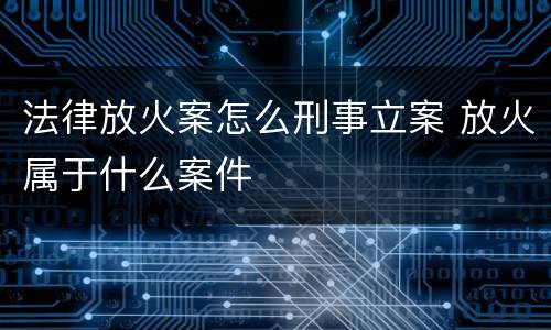 法律放火案怎么刑事立案 放火属于什么案件