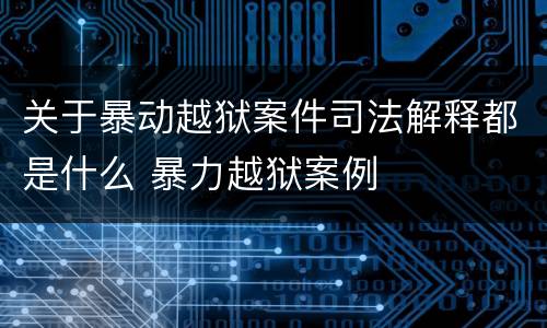 关于暴动越狱案件司法解释都是什么 暴力越狱案例