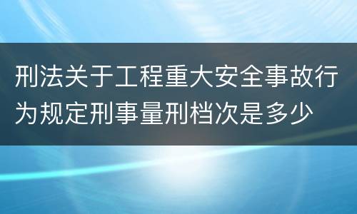 刑法关于工程重大安全事故行为规定刑事量刑档次是多少