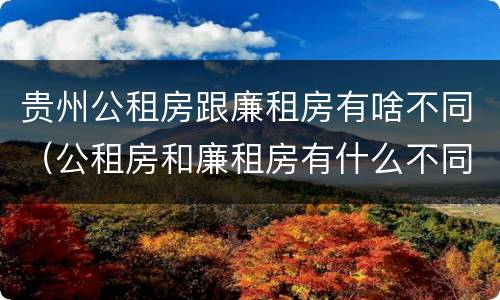 贵州公租房跟廉租房有啥不同（公租房和廉租房有什么不同?）