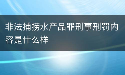 非法捕捞水产品罪刑事刑罚内容是什么样