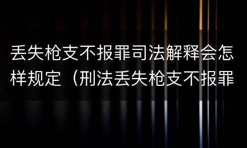 丢失枪支不报罪司法解释会怎样规定（刑法丢失枪支不报罪）