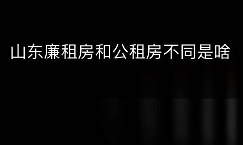 山东廉租房和公租房不同是啥