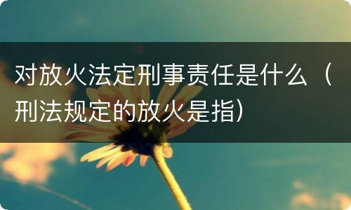 对放火法定刑事责任是什么（刑法规定的放火是指）