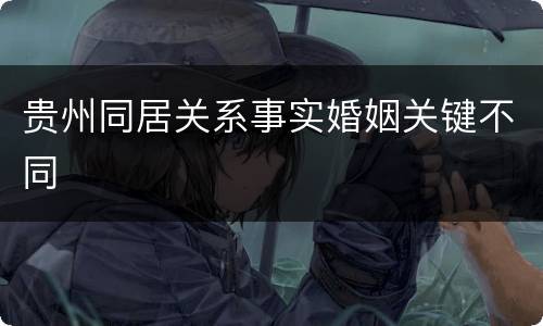 贵州同居关系事实婚姻关键不同