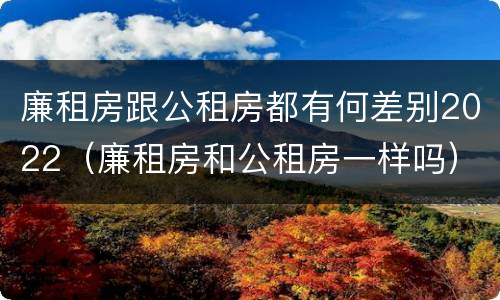 廉租房跟公租房都有何差别2022（廉租房和公租房一样吗）