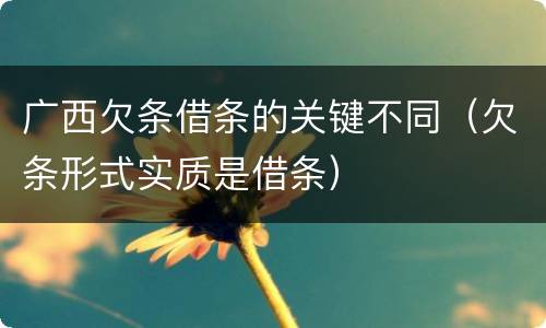 广西欠条借条的关键不同（欠条形式实质是借条）