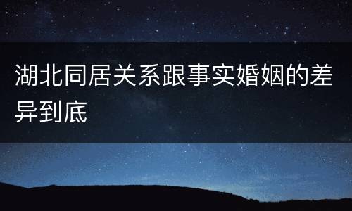 湖北同居关系跟事实婚姻的差异到底