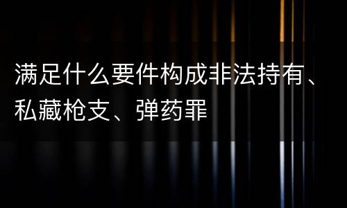 满足什么要件构成非法持有、私藏枪支、弹药罪