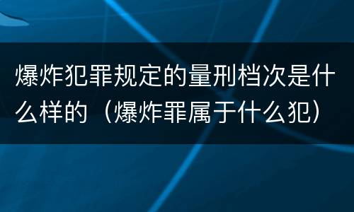 爆炸犯罪规定的量刑档次是什么样的（爆炸罪属于什么犯）