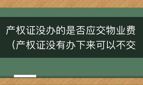 产权证没办的是否应交物业费（产权证没有办下来可以不交物业费吗）