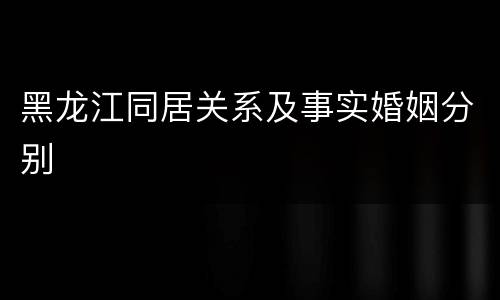 黑龙江同居关系及事实婚姻分别
