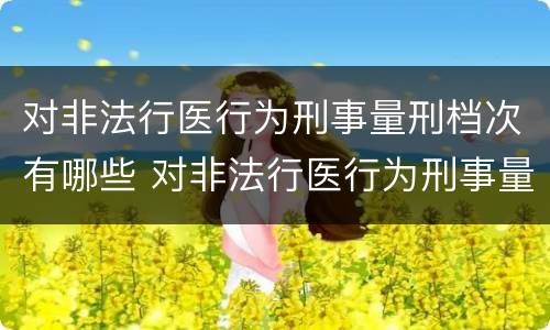 对非法行医行为刑事量刑档次有哪些 对非法行医行为刑事量刑档次有哪些规定