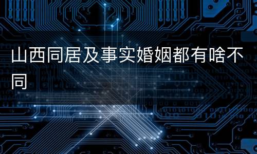 山西同居及事实婚姻都有啥不同