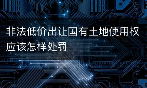 非法低价出让国有土地使用权应该怎样处罚