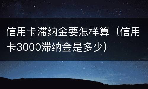 信用卡滞纳金要怎样算（信用卡3000滞纳金是多少）