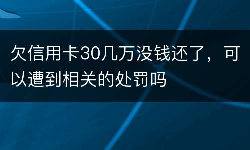 欠信用卡30几万没钱还了，可以遭到相关的处罚吗