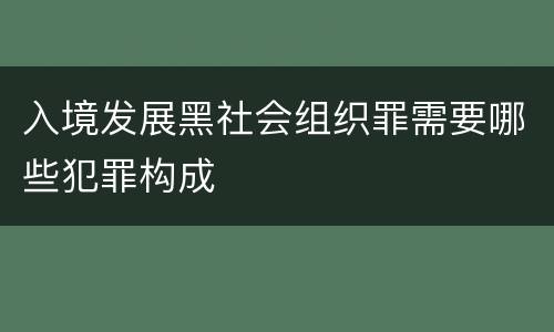 入境发展黑社会组织罪需要哪些犯罪构成