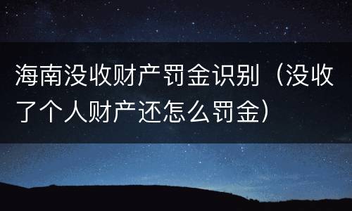 海南没收财产罚金识别（没收了个人财产还怎么罚金）