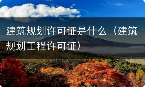 建筑规划许可证是什么（建筑规划工程许可证）