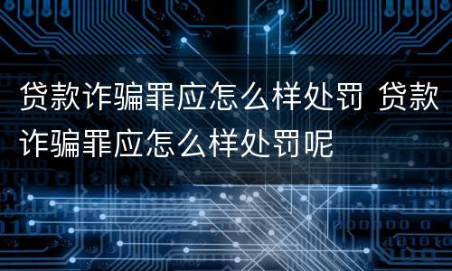 贷款诈骗罪应怎么样处罚 贷款诈骗罪应怎么样处罚呢