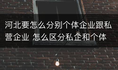河北要怎么分别个体企业跟私营企业 怎么区分私企和个体