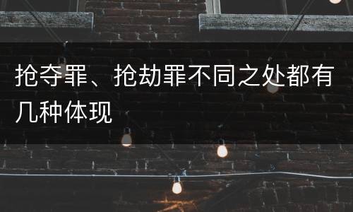 抢夺罪、抢劫罪不同之处都有几种体现