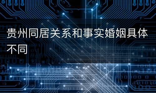 贵州同居关系和事实婚姻具体不同