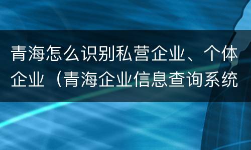 青海怎么识别私营企业、个体企业（青海企业信息查询系统官网）