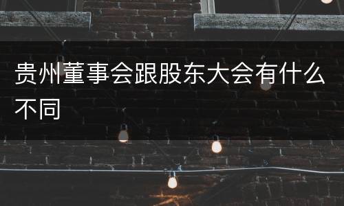 贵州董事会跟股东大会有什么不同