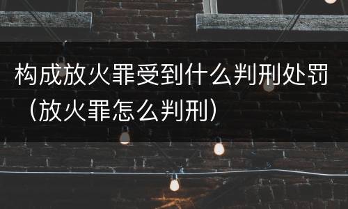 构成放火罪受到什么判刑处罚（放火罪怎么判刑）