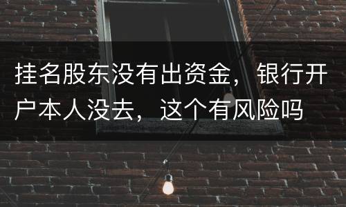 挂名股东没有出资金，银行开户本人没去，这个有风险吗