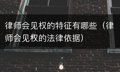 律师会见权的特征有哪些（律师会见权的法律依据）