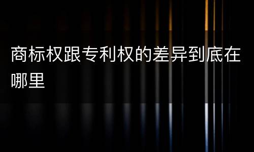 商标权跟专利权的差异到底在哪里
