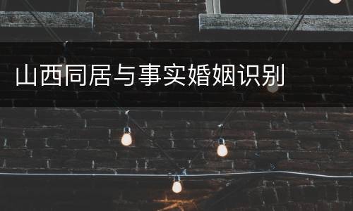 山西同居与事实婚姻识别