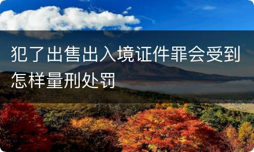 犯了出售出入境证件罪会受到怎样量刑处罚