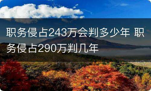 职务侵占243万会判多少年 职务侵占290万判几年