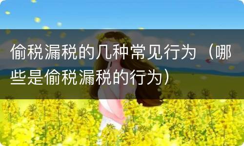 偷税漏税的几种常见行为（哪些是偷税漏税的行为）