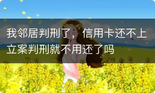 我邻居判刑了，信用卡还不上立案判刑就不用还了吗
