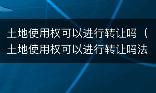 土地使用权可以进行转让吗（土地使用权可以进行转让吗法律规定）