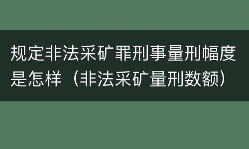 规定非法采矿罪刑事量刑幅度是怎样（非法采矿量刑数额）