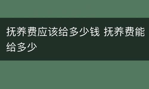 抚养费应该给多少钱 抚养费能给多少