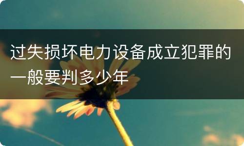 过失损坏电力设备成立犯罪的一般要判多少年