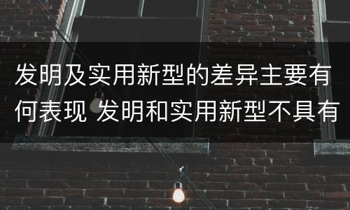 发明及实用新型的差异主要有何表现 发明和实用新型不具有什么特性
