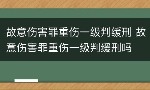 故意伤害罪重伤一级判缓刑 故意伤害罪重伤一级判缓刑吗