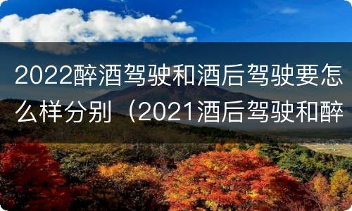 2022醉酒驾驶和酒后驾驶要怎么样分别（2021酒后驾驶和醉驾的区别）