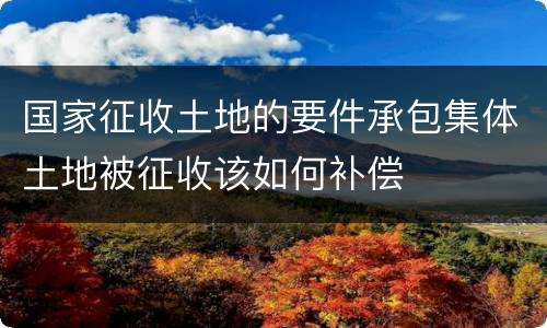 国家征收土地的要件承包集体土地被征收该如何补偿